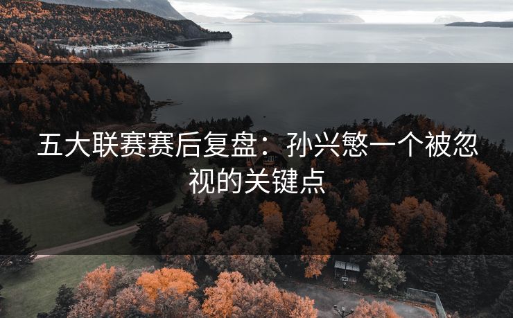 五大联赛赛后复盘：孙兴慜一个被忽视的关键点